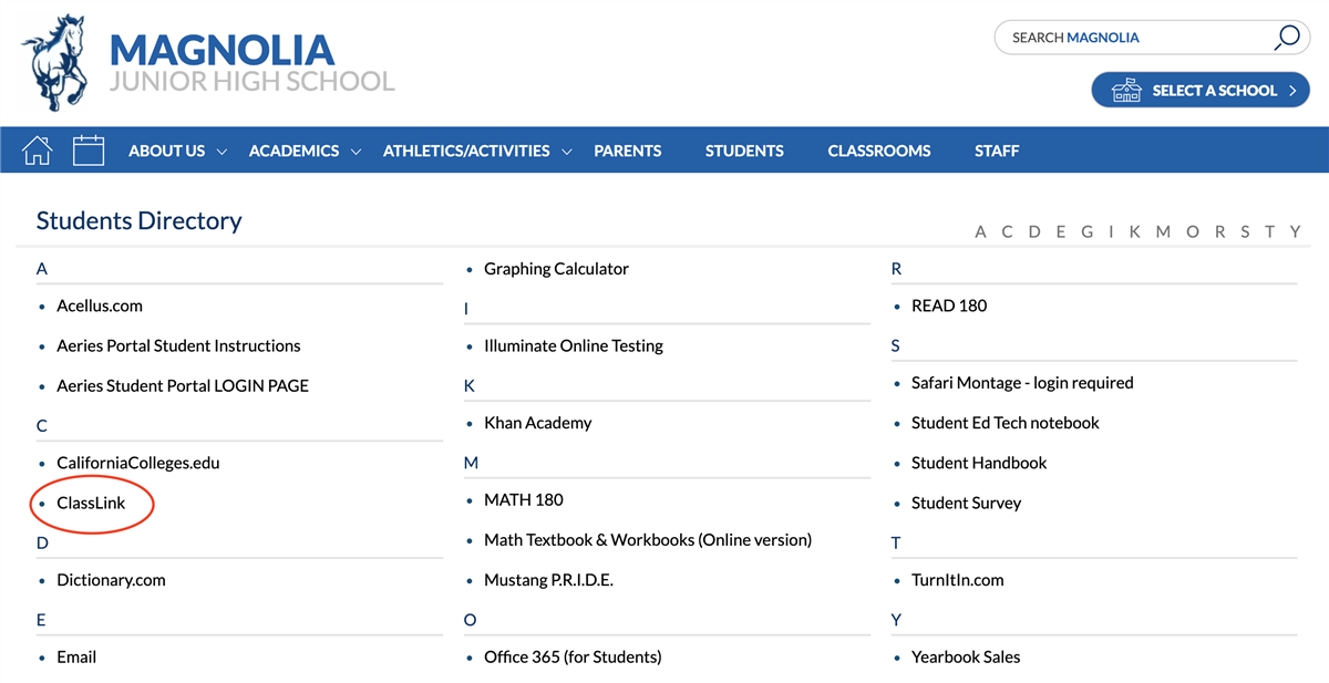 STUDENT Section of Website 